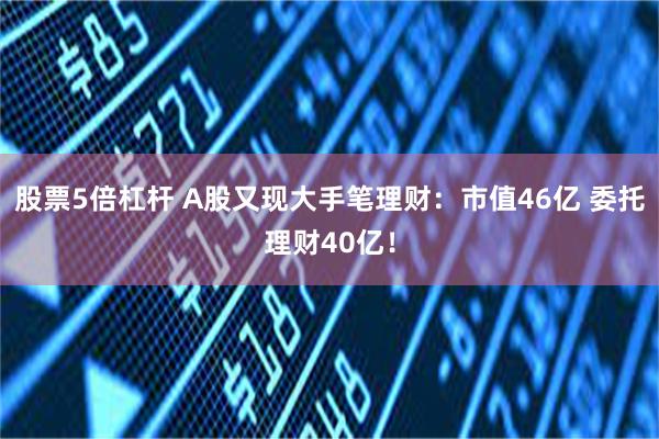 股票5倍杠杆 A股又现大手笔理财：市值46亿 委托理财40亿！