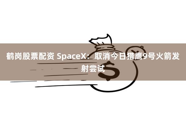 鹤岗股票配资 SpaceX：取消今日猎鹰9号火箭发射尝试